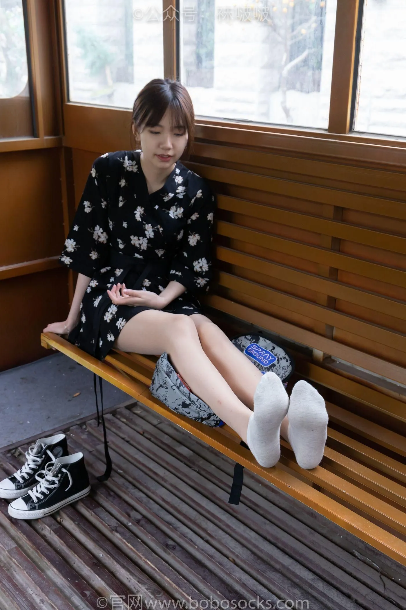 [BoBoSocks袜啵啵]NO.013 小甜豆-匡威帆布鞋、浅灰色短棉袜、肉丝 [132P]插图7